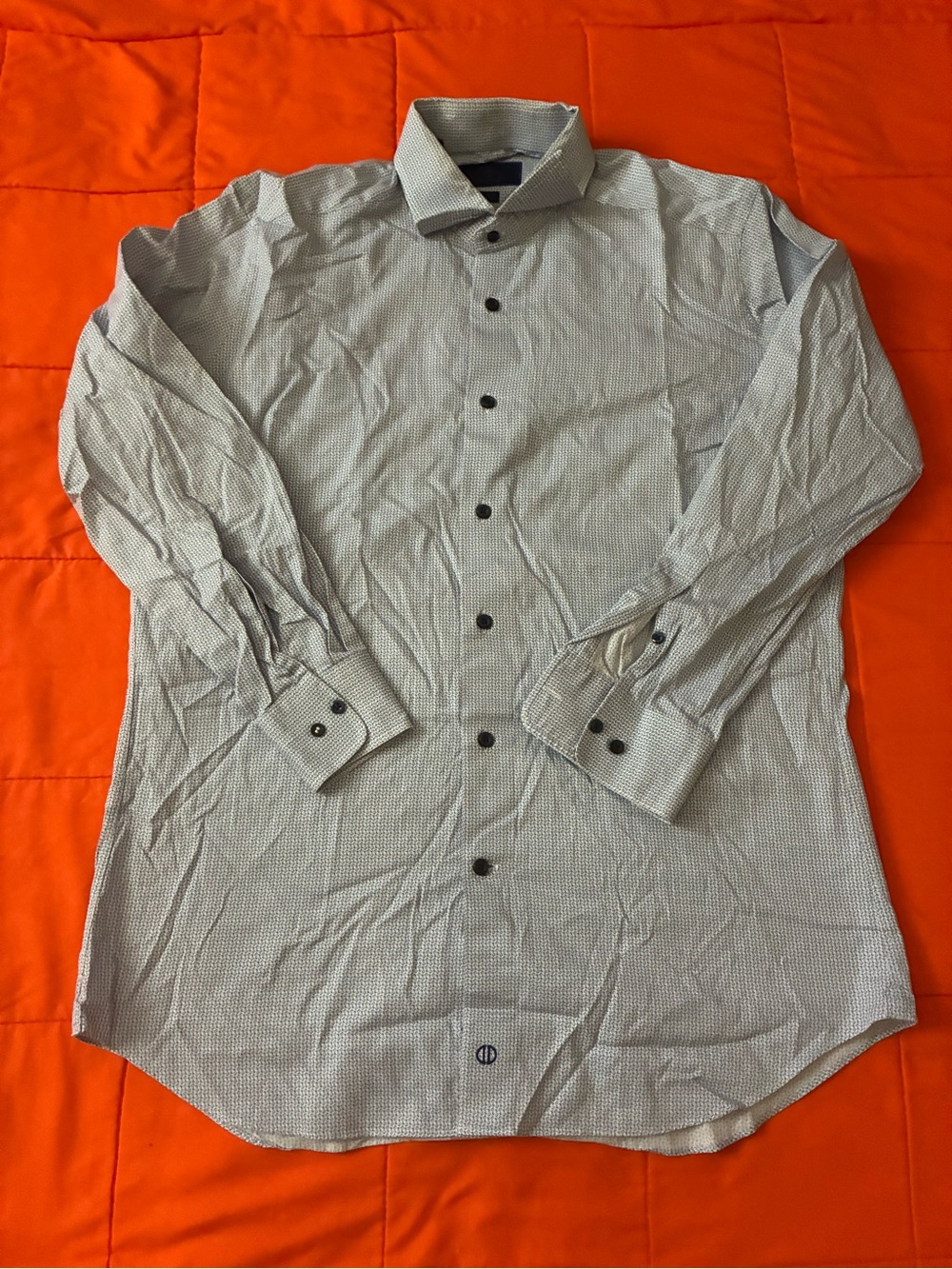 David Donahue Dress Shirt Mens 16.5 32/33 Geometric Trim Fit Long Sleeves